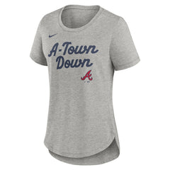 Atlanta Braves Women's Script Tri-Blend T-Shirt Heather Gray | Nike