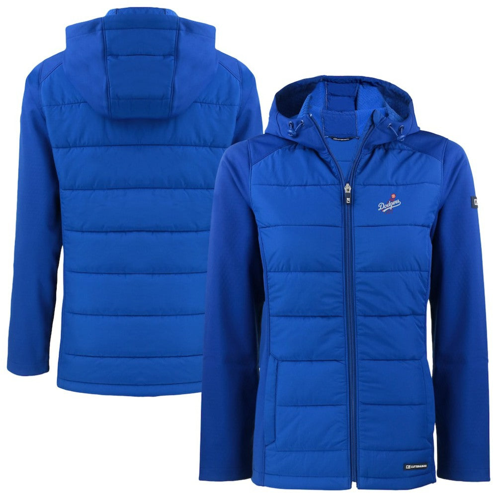 Los Angeles Dodgers Cutter & Buck Women's Evoke Hybrid Eco Softshell Recycled Full-Zip Hoodie Jacket Royal