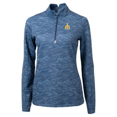 Seattle Mariners Cutter & Buck Women's Traverse Camo Print Stretch Quarter-Zip Top Navy