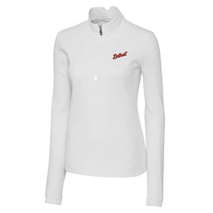 Detroit Tigers Cutter & Buck Women's Traverse Stretch Quarter-Zip Pullover Top White