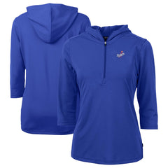 Los Angeles Dodgers Cutter & Buck Women's DryTec Virtue Eco Pique Recycled 3/4-Sleeve Half-Zip Pullover Hoodie Blue