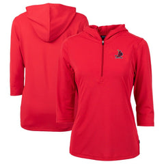 St. Louis Cardinals Cutter & Buck Women's Cooperstown Collection DryTec Virtue Eco Pique Recycled 3/4-Sleeve Half-Zip Pullover Hoodie Red