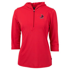 St. Louis Cardinals Cutter & Buck Women's Cooperstown Collection DryTec Virtue Eco Pique Recycled 3/4-Sleeve Half-Zip Pullover Hoodie Red