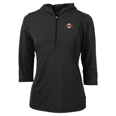 San Francisco Giants Cutter & Buck Women's DryTec Virtue Eco Pique Recycled 3/4-Sleeve Half-Zip Pullover Hoodie Black