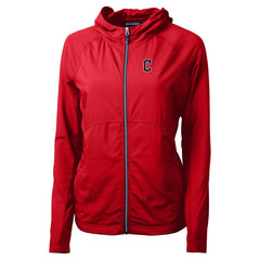 Cleveland Guardians Cutter & Buck Women's Adapt Eco Knit Hybrid Recycled Full-Zip Hoodie Red