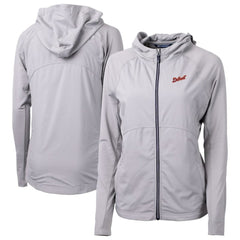 Detroit Tigers Cutter & Buck Women's Adapt Eco Knit Hybrid Recycled Full-Zip Hoodie Gray