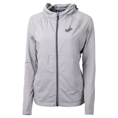 Los Angeles Dodgers Cutter & Buck Women's Adapt Eco Knit Hybrid Recycled Full-Zip Hoodie Gray