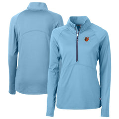 Baltimore Orioles Cutter & Buck Women's DryTec Adapt Eco Knit Stretch Recycled Raglan Half-Zip Top Powder Blue