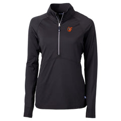 Baltimore Orioles Cutter & Buck Women's DryTec Adapt Eco Knit Stretch Recycled Raglan Half-Zip Top Black
