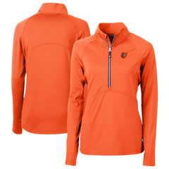 Baltimore Orioles Cutter & Buck Women's DryTec Adapt Eco Knit Stretch Recycled Raglan Half-Zip Top Orange