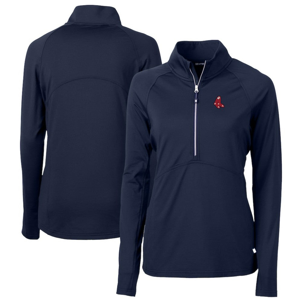 Boston Red Sox Cutter & Buck Women's DryTec Adapt Eco Knit Stretch Recycled Raglan Half-Zip Top Navy