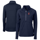 Cleveland Guardians Cutter & Buck Women's DryTec Adapt Eco Knit Stretch Recycled Raglan Half-Zip Top Navy