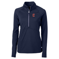 Cleveland Guardians Cutter & Buck Women's DryTec Adapt Eco Knit Stretch Recycled Raglan Half-Zip Top Navy