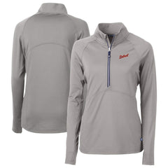 Detroit Tigers Cutter & Buck Women's DryTec Adapt Eco Knit Stretch Recycled Raglan Half-Zip Top Gray