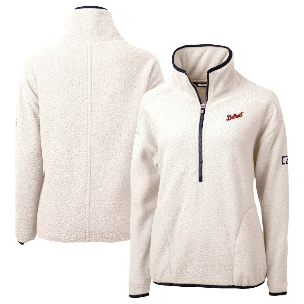 Detroit Tigers Cutter & Buck Women's Cascade Eco Sherpa Fleece Half-Zip Pullover Jacket Cream