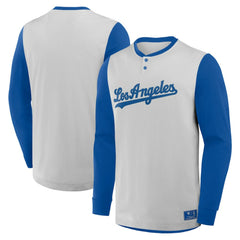 Los Angeles Dodgers Clubhouse Long Sleeve Henley Shirt Gray/Royal