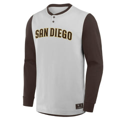 San Diego Padres Clubhouse Long Sleeve Henley Shirt Gray/Brown