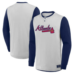 Atlanta Braves Clubhouse Long Sleeve Henley Shirt Gray/Navy