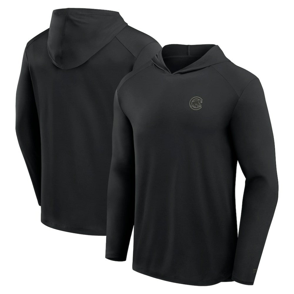 Chicago Cubs Front Office Power Mono Long Sleeve Hoodie T-Shirt Black