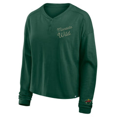 Minnesota Wild Fanatics Women's Oversized All Out Effort Long Sleeve Henley T-Shirt Green
