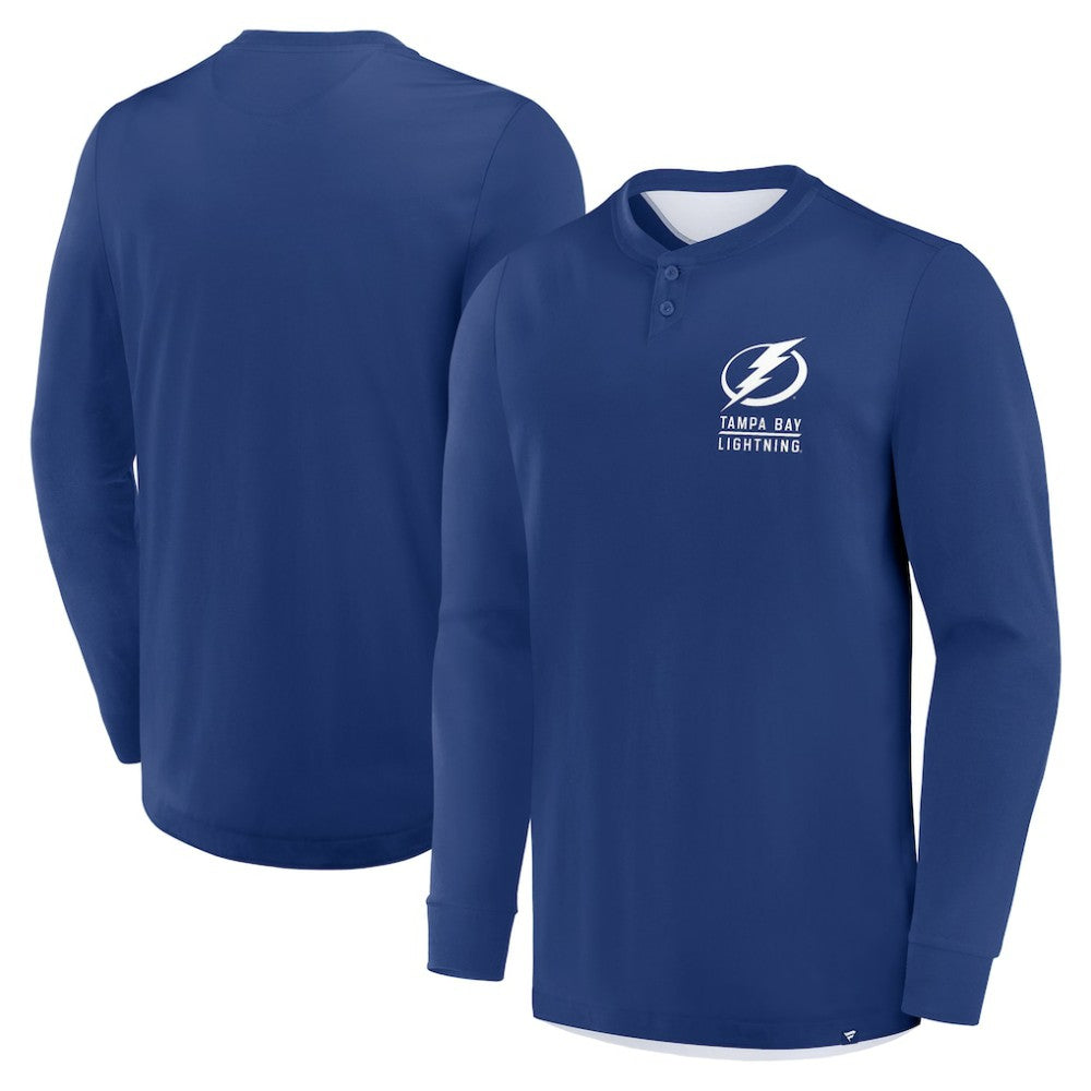 Tampa Bay Lightning Fanatics Adrenaline Push Long Sleeve Henley Shirt Blue