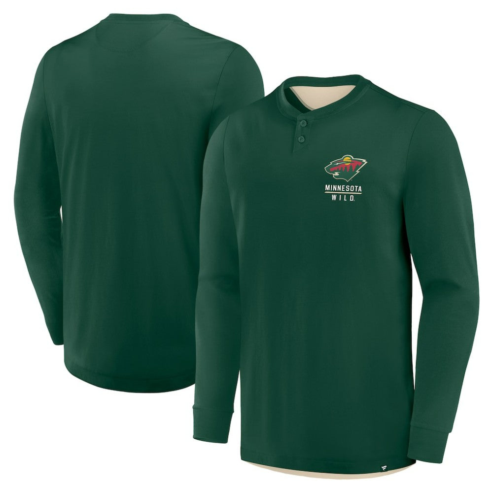Minnesota Wild Fanatics Adrenaline Push Long Sleeve Henley Shirt Green