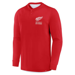 Detroit Red Wings Fanatics Adrenaline Push Long Sleeve Henley Shirt Red