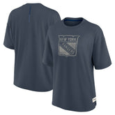 New York Rangers Fanatics Women's Oversized Elements Raw Edge Future Ground T-Shirt Blue