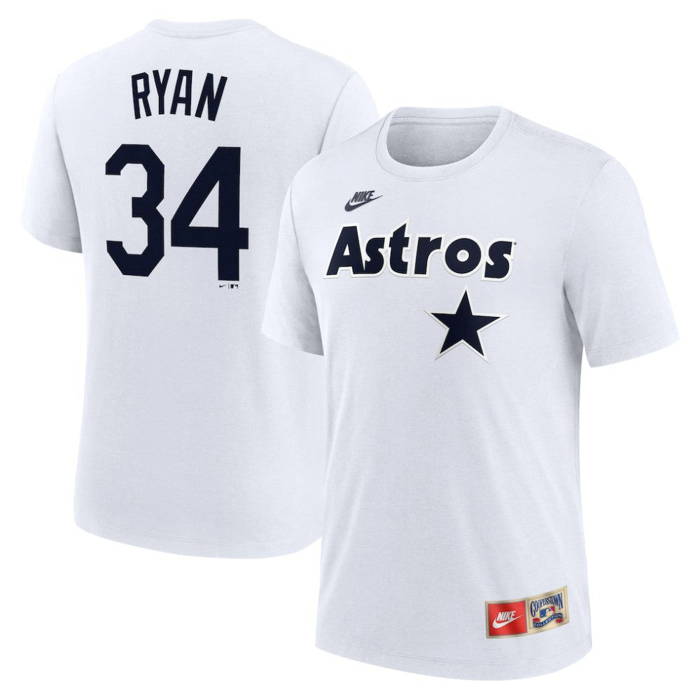 Nolan Ryan Houston Astros Cooperstown Collection Name & Number Tri-Blend T-Shirt White | Nike