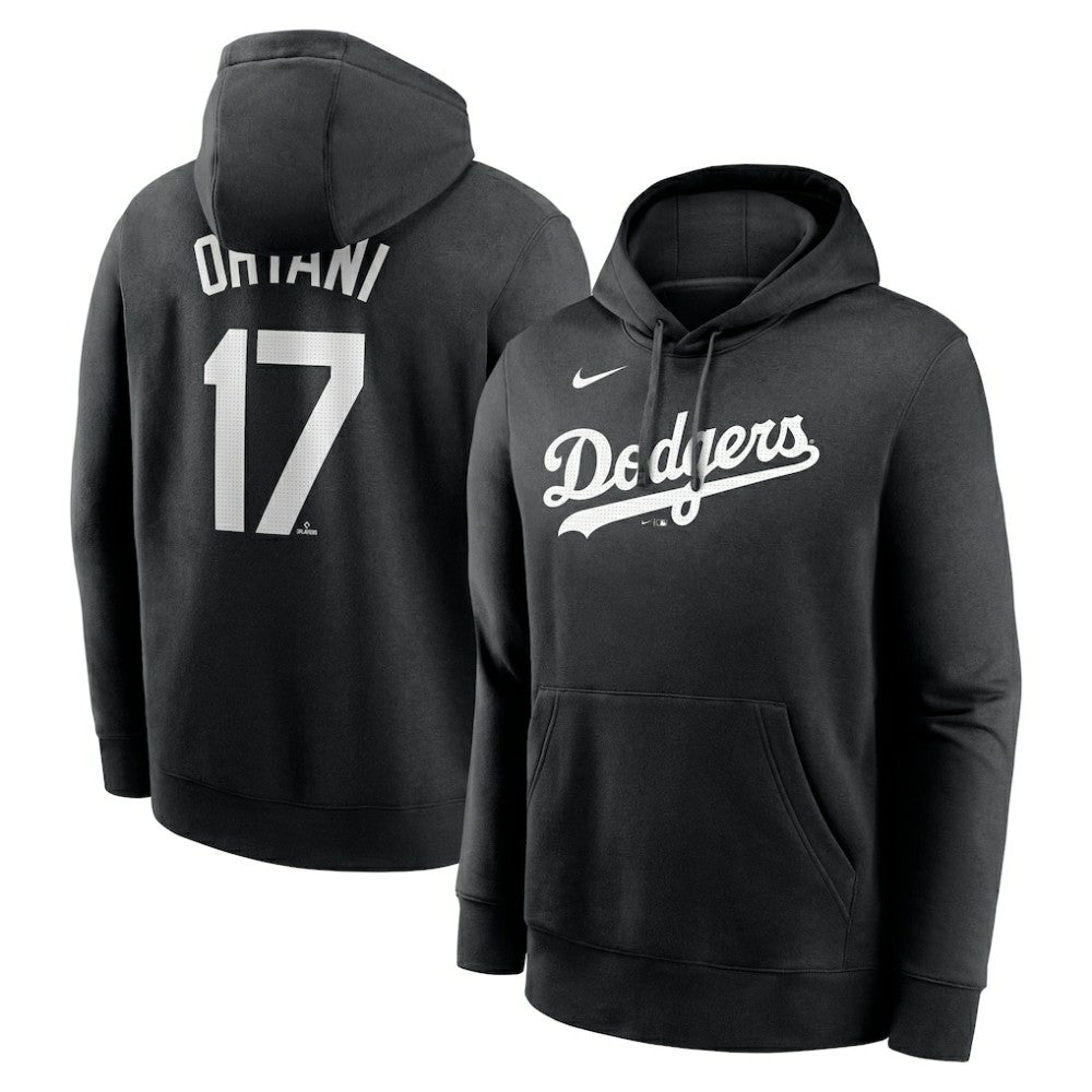Shohei Ohtani Los Angeles Dodgers Player Name & Number Club Fleece Pullover Hoodie Black | Nike