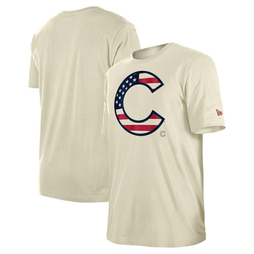 Chicago Cubs Americana Flag Fill T-Shirt Cream | New Era