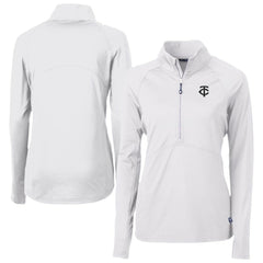 Minnesota Twins Cutter & Buck Women's Adapt Eco Knit Stretch Recycled Half-Zip DryTec Top White