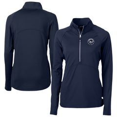 New York Mets Cutter & Buck Women's Adapt Eco Knit Stretch Recycled Half-Zip DryTec Top Navy