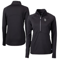 San Diego Padres Cutter & Buck Women's Adapt Eco Knit Stretch Recycled Half-Zip DryTec Top Black