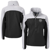 New York Mets Cutter & Buck Women's Charter Eco Recycled Half-Zip Anorak Jacket Black/Gray