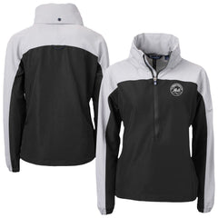 New York Mets Cutter & Buck Women's Charter Eco Recycled Half-Zip Anorak Jacket Black/Gray