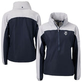 Minnesota Twins Cutter & Buck Women's Charter Eco Recycled Half-Zip Anorak Jacket Navy/Gray