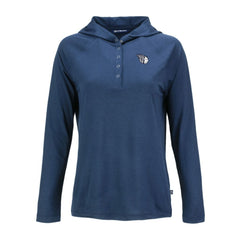 Cleveland Guardians Cutter & Buck Women's Coastline Epic Comfort Eco Recycled Raglan Long Sleeve Hoodie T-Shirt Navy