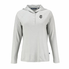 Minnesota Twins Cutter & Buck Women's Coastline Epic Comfort Eco Recycled Raglan Long Sleeve Hoodie T-Shirt Gray