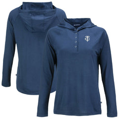Minnesota Twins Cutter & Buck Women's Coastline Epic Comfort Eco Recycled Raglan Long Sleeve Hoodie T-Shirt Navy