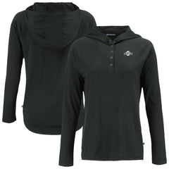 San Francisco Giants Cutter & Buck Women's Coastline Epic Comfort Eco Recycled Raglan Long Sleeve Hoodie T-Shirt Black