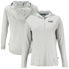 Atlanta Braves Cutter & Buck Women's Coastline Epic Comfort Eco Recycled Raglan Long Sleeve Hoodie T-Shirt Gray