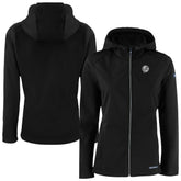 New York Yankees Cutter & Buck Women's Evoke Eco Softshell Recycled Full-Zip Hoodie Jacket Black