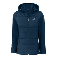 Los Angeles Dodgers Cutter & Buck Women's Evoke Hybrid Eco Softshell Recycled Full-Zip Hooded Jacket Navy