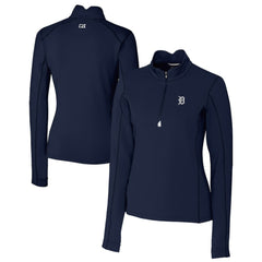 Detroit Tigers Cutter & Buck Women's Traverse Stretch Quarter-Zip Pullover Top Navy