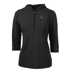 Boston Red Sox Cutter & Buck Women's Virtue Eco Pique Half-Zip 3/4 Sleeve Pullover Hoodie Black
