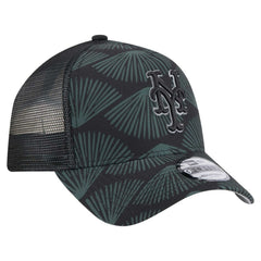 New York Mets 9FORTY A-Frame Trucker Adjustable Hat Black | New Era