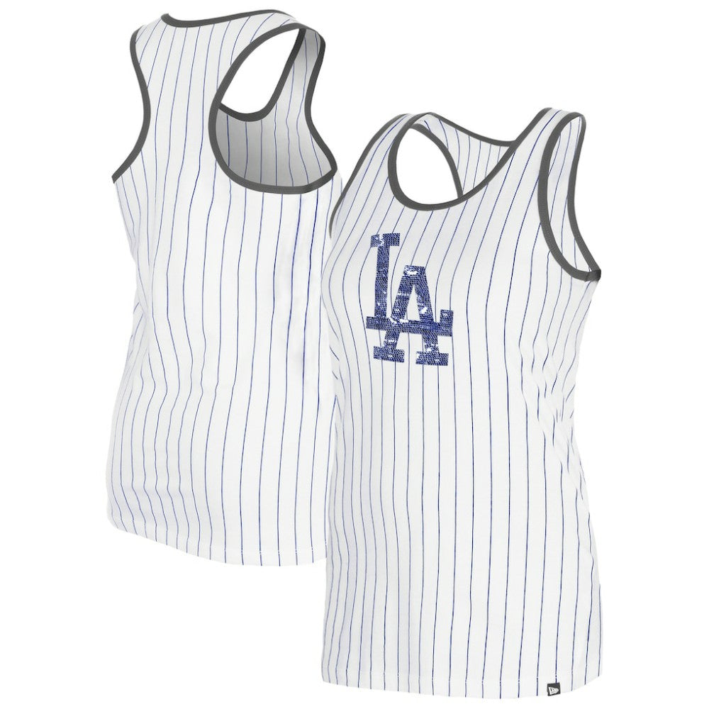 Los Angeles Dodgers Women's Gameday Pinstripe Tank Top White | New Era