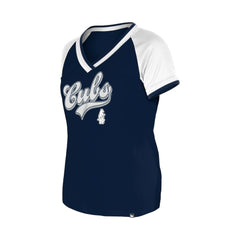 Chicago Cubs Women's Gameday Raglan V-Neck T-Shirt Navy | New Era