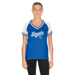 Kansas City Royals Women's Gameday Raglan V-Neck T-Shirt Royal | New Era